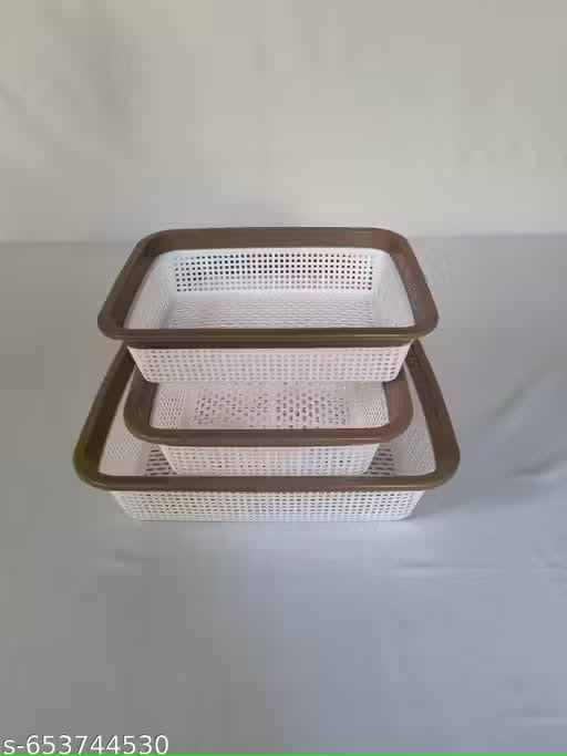 Set of 3 Plastic Storage Fridge Basket