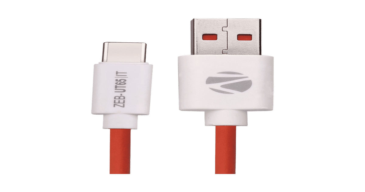 Zebronics Zeb-Ut65 USB To Type C Cable (Red)
