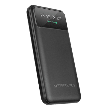 Zebronics Zeb-Energisafe 10R6 10000 Mah 22.5W Mobile Battery Charger With 4 In 1 Built-In Cable (Pb 27 Black)