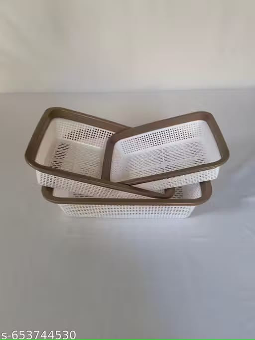 Set of 3 Plastic Storage Fridge Basket