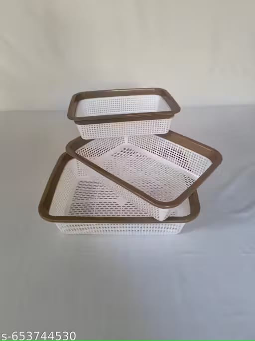 Set of 3 Plastic Storage Fridge Basket