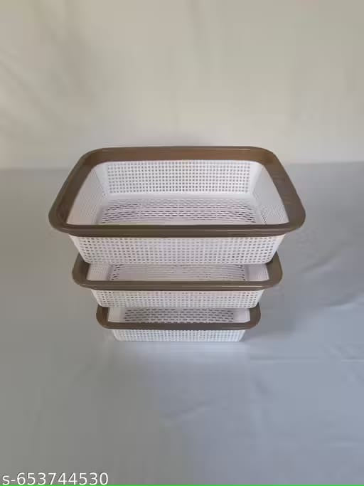 Set of 3 Plastic Storage Fridge Basket