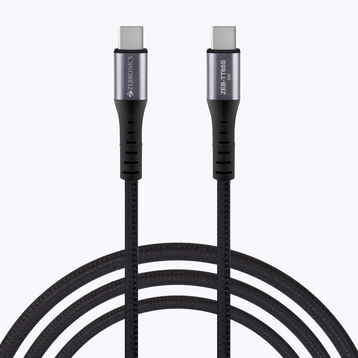 ZEB-TT65S TYPE C TO TYPE C 65W PD CABLE (BRAIDED BLACK)