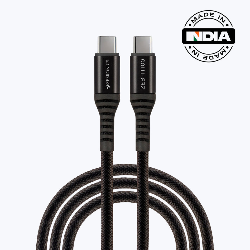 ZEB-TT100 TYPE C TO TYPE C 100W CABLE (BRAIDED BLACK)