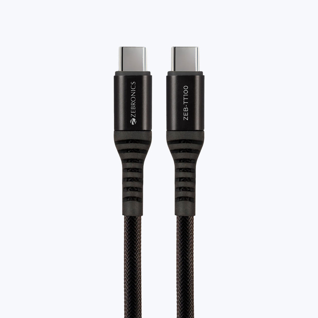ZEB-TT100 TYPE C TO TYPE C 100W CABLE (BRAIDED BLACK)