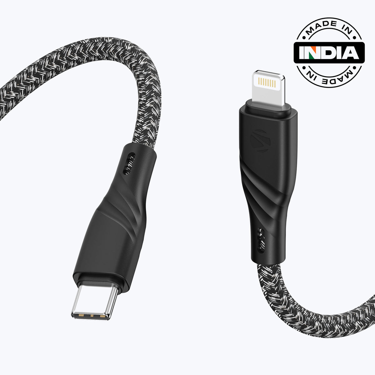 ZEB-TL300 TYPE C TO LIGHTING CABLE (BRAIDED BLACK PLUS WHITE)