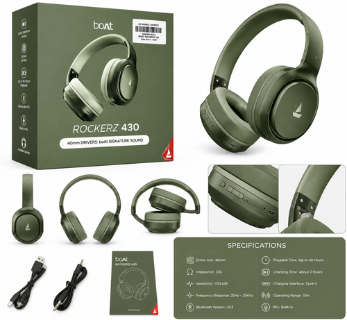 boAt Rockerz 430 Wireless Bluetooth Headphones