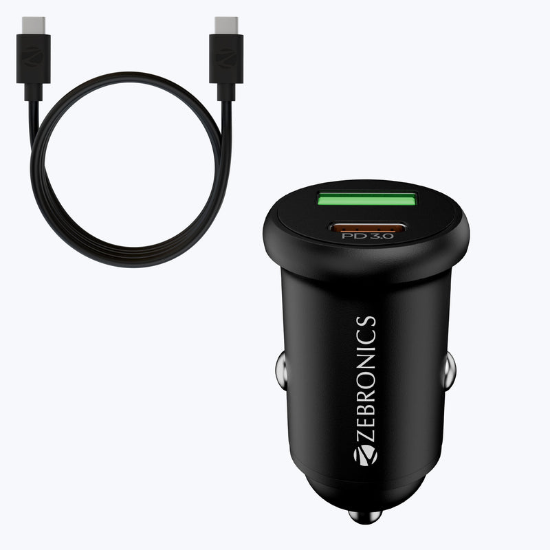 Zebronics Zeb-Cc82 Car Charger With Type C Cable (Black)
