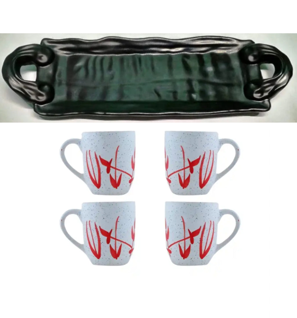 1 Tray With 4 Tea Cups