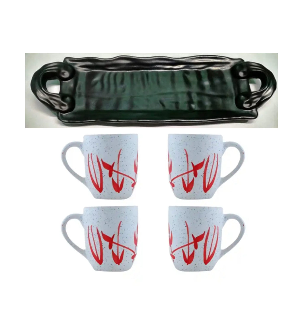1 Tray With 4 Tea Cups